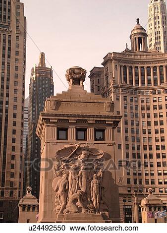 Chicago, IL, Illinois, Windy City, Downtown, skyline, Michigan Avenue Bridge, sculpture, relief View Large Photo Image Stock Image - Chicago, IL, Illinois, Windy City, Downtown, skyline, Michigan Avenue Bridge, sculpture, relief. Fotosearch