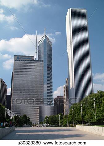 Stock Image -  Chicago, IL, Illinois, Windy City, Downtown, skyline, Millennium Park, Boeing Gallery. Fotosearch