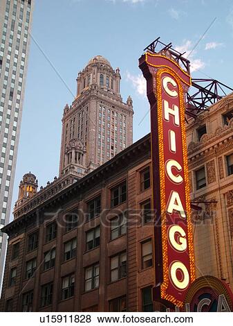 Stock Photo -  Chicago, IL, Illinois, Windy City, Downtown, Chicago Theatre. Fotosearch