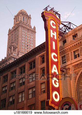 Stock Photo -  Chicago, IL, Illinois, Windy City, Downtown, Chicago Theatre. Fotosearch