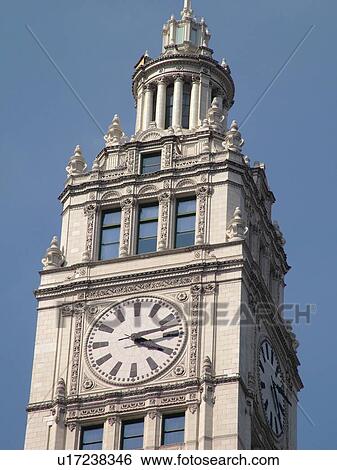 Chicago, IL, Illinois, Windy City, Downtown, Wrigley Building, Clock Tower View Large Photo Image Stock Photograph - Chicago, IL, Illinois, Windy City, Downtown, Wrigley Building, Clock Tower. Fotosearch