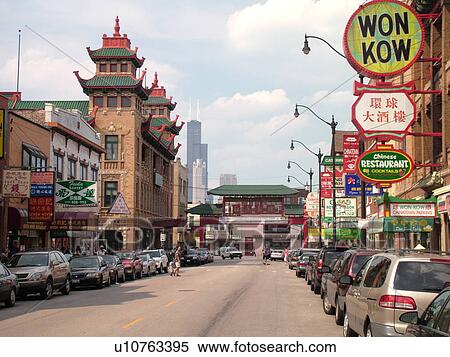 Stock Photography -  Chicago, IL, Illinois, Windy City, Chinatown. Fotosearch