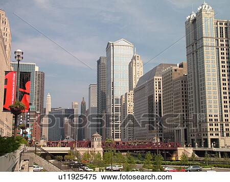 Stock Photography -  Chicago, IL, Illinois, Windy City, Downtown, skyline. Fotosearch
