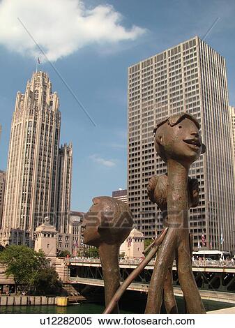 Chicago, IL, Illinois, Windy City, Downtown, skyline, sculpture View Large Photo Image Stock Photography - Chicago, IL, Illinois, Windy City, Downtown, skyline, sculpture. Fotosearch