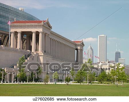 Chicago, IL, Illinois, Windy City, downtown skyline, Burnham Park, Soldier Field, NFL, Football, Chicago Bears View Large Photo Image Stock Photography - Chicago, IL, Illinois, Windy City, downtown skyline, Burnham Park, Soldier Field, NFL, Football, Chicago Bears. Fotosearch