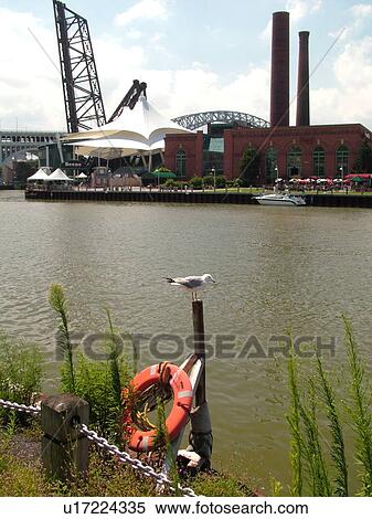 Stock Photography -  Cleveland, OH, Ohio, Cuyahoga River, Warehouse District. Fotosearch