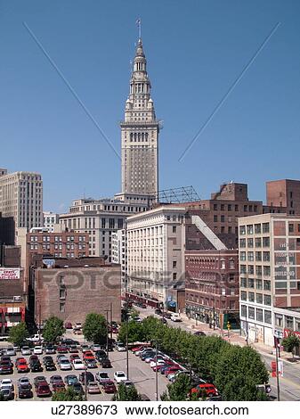 Stock Image -  Cleveland, OH, Ohio, Downtown, skyline. Fotosearch