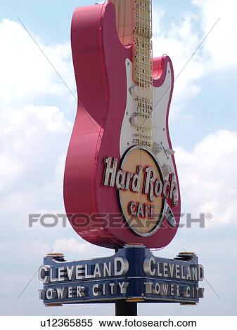 Stock Photography -  Cleveland, OH, Ohio, Downtown, Tower City, Hard Rock CafT, guitar, sign. Fotosearch