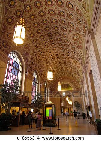 Cleveland, OH, Ohio, Downtown, Union Station, Tower City Center, Ritz Carlton, interior View Large Photo Image Picture - Cleveland, OH, Ohio, Downtown, Union Station, Tower City Center, Ritz Carlton, interior. Fotosearch