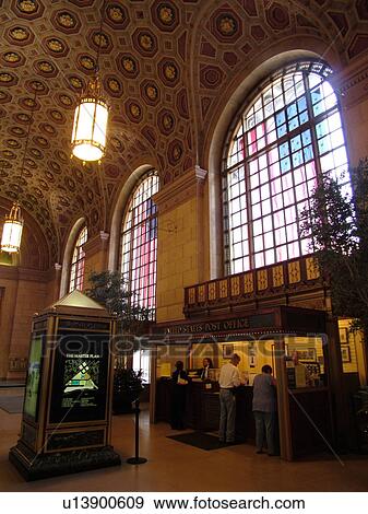 Stock Photo -  Cleveland, OH, Ohio, Downtown, Union Station, Tower City Center, Ritz Carlton, interior, United States Post Office. Fotosearch