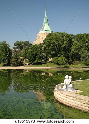 Stock Image -  Cleveland, OH, Ohio, Wade Park, Fine Arts Garden, Epworth-Euclid Methodist Church, University Circle Area. Fotosearch