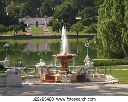 Stock Image -  Cleveland, OH, Ohio, Wade Park, Fine Arts Garden, University Circle Area. Fotosearch