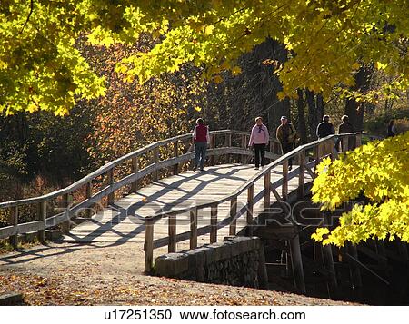 Stock Image -  Concord, MA, Massachusetts, Lexington, Minute Man National Historical Park, North Bridge, footpath. Fotosearch