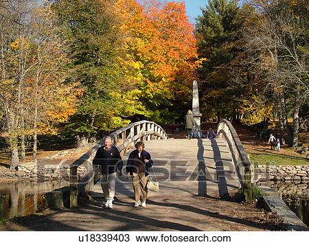 Stock Image -  Concord, MA, Massachusetts, Lexington, Minute Man National Historical Park, North Bridge. Fotosearch