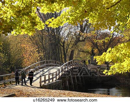 Stock Photo -  Concord, MA, Massachusetts, Lexington, Minute Man National Historical Park, North Bridge. Fotosearch