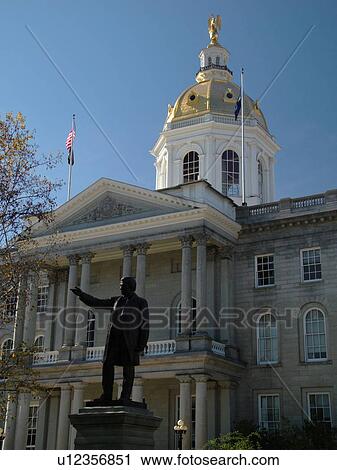 Stock Image -  Concord, NH, New Hampshire, State House, State Capitol, John Parker Hale statue. Fotosearch