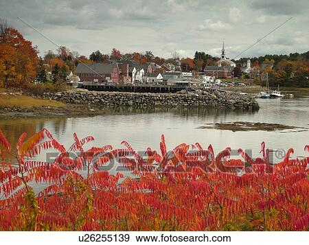 Stock Photo -  Damariscotta, ME, Maine, Damariscotta River, harbor. Fotosearch