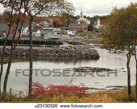 Stock Photograph -  Damariscotta, ME, Maine, Damariscotta River, harbor. Fotosearch