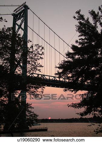 Detroit, MI, Michigan, Detroit River, Windsor, Ontario, Canada, Ambassador Bridge, evening View Large Photo Image Stock Image - Detroit, MI, Michigan, Detroit River, Windsor, Ontario, Canada, Ambassador Bridge, evening. Fotosearch