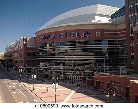 Stock Image -  Detroit, MI, Michigan, Motor City, Ford Field, Stadium, Detroit Lions, Football, NFL. Fotosearch