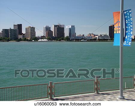 Detroit, MI, Michigan, Motor City, Detroit River, riverfront, view of Windsor, Ontario, Canada, skyline View Large Photo Image Stock Image - Detroit, MI, Michigan, Motor City, Detroit River, riverfront, view of Windsor, Ontario, Canada, skyline. Fotosearch