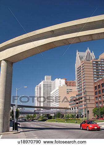 Stock Image -  Detroit, MI, Michigan, Motor City, Downtown, skyline, Jefferson Avenue. Fotosearch