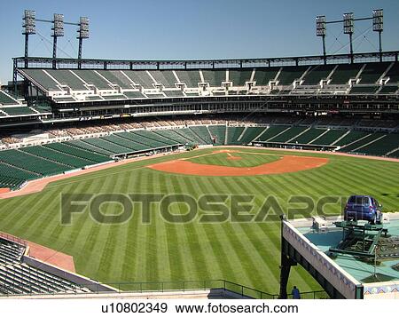 Stock Photo -  Detroit, MI, Michigan, Motor City, Comerica Park, Stadium, Detroit Tigers, MLB, Baseball, field. Fotosearch