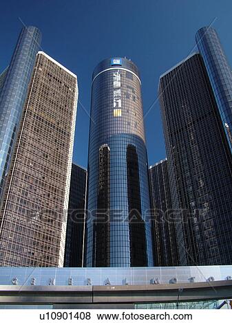 Detroit, MI, Michigan, Motor City, Downtown, skyline, General Motors Headquarters, Renaissance Center View Large Photo Image Stock Photo - Detroit, MI, Michigan, Motor City, Downtown, skyline, General Motors Headquarters, Renaissance Center. Fotosearch
