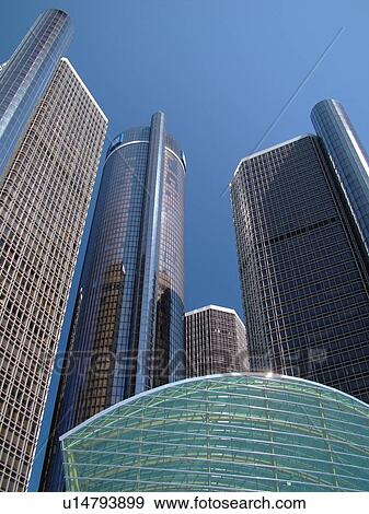 Detroit, MI, Michigan, Motor City, Downtown, skyline, General Motors Headquarters, Renaissance Center, buildings View Large Photo Image Stock Photo - Detroit, MI, Michigan, Motor City, Downtown, skyline, General Motors Headquarters, Renaissance Center, buildings. Fotosearch
