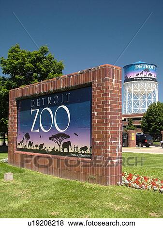Stock Photo -  Detroit, MI, Michigan, Motor City, Royal Oak, Zoological Park, Zoo, entrance sign. Fotosearch