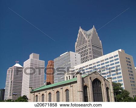 Stock Photo -  Detroit, MI, Michigan, Motor City, Downtown, skyline. Fotosearch