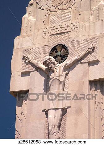 Stock Photo -  Detroit, MI, Michigan, Motor City, Royal Oak, National Shrine of the Little Flower, 90-foot crucifixion tower, Church. Fotosearch