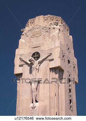 Stock Photograph -  Detroit, MI, Michigan, Motor City, Royal Oak, National Shrine of the Little Flower, 90-foot crucifixion tower, Church. Fotosearch