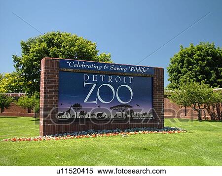 Stock Photography -  Detroit, MI, Michigan, Motor City, Royal Oak, Zoological Park, Zoo, entrance sign. Fotosearch
