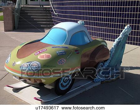 Stock Photo -  Detroit, MI, Michigan, Motor City, The New Detroit Science Center, CarTunes on Parade car sculpture. Fotosearch