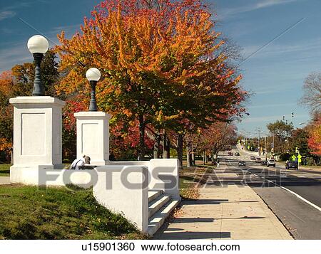 Stock Image -  Durham, NH, New Hampshire, University of New Hampshire, Main Street. Fotosearch