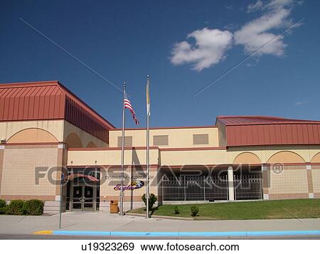 Stock Photo -  East Grand Forks, MN, Minnesota, Sacred Heart Catholic School, gymnasium, auditorium. Fotosearch