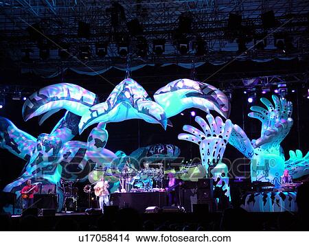 Picture -  Essex Junction, VT, Vermont, Champlain Valley Fair, Yes in Concert, evening. Fotosearch
