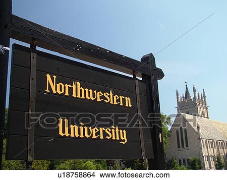 Picture -  Evanston, IL, Illinois, Northwestern University, entrance sign, Garrett-Evangelical Theological Seminary. Fotosearch