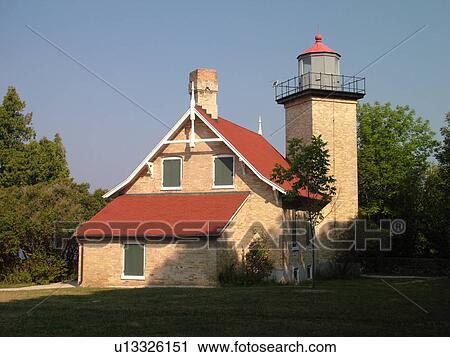 Fish Creek, WI, Wisconsin, Door Peninsula, Eagle Bluff Lighthouse 1868, Door County Historical Society View Large Photo Image Stock Image - Fish Creek, WI, Wisconsin, Door Peninsula, Eagle Bluff Lighthouse 1868, Door County Historical Society. Fotosearch