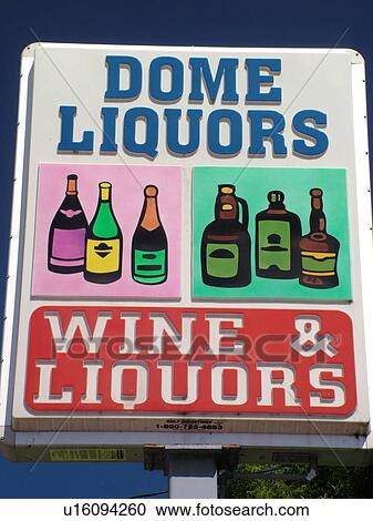 Stock Image -  Fort Plains, NY, New York, Mohawk Valley, Dome Liquors, store, Wine & Liquors, sign. Fotosearch