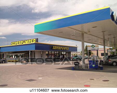 Stock Photo -  Grand Forks, ND, North Dakota, Gas Station, Superpumper. Fotosearch