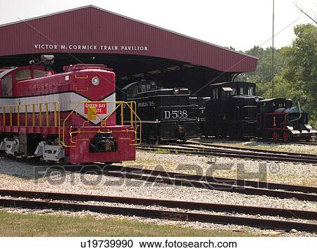 Stock Image -  Green Bay, WI, Wisconsin, National Railroad Museum, Victor McCormick Train Pavilion, locomotives, exhibit. Fotosearch