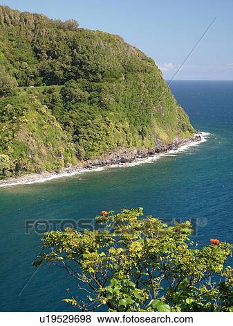Stock Photo -  Hana Highway, Maui, HI, Hawaii, Hana Coast, Highway 360, East Maui, North Shore, Honomanu Bay. Fotosearch