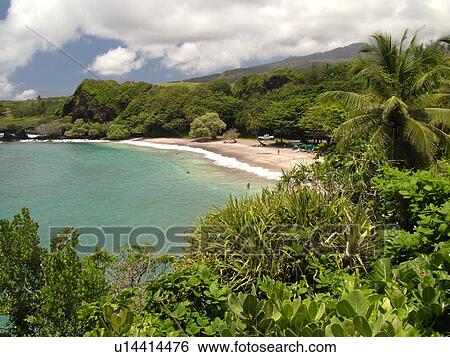 Stock Photograph -  Hana Highway, Maui, HI, Hawaii, Hana Coast, Highway 360, East Maui, North Shore, Hamoa Beach. Fotosearch