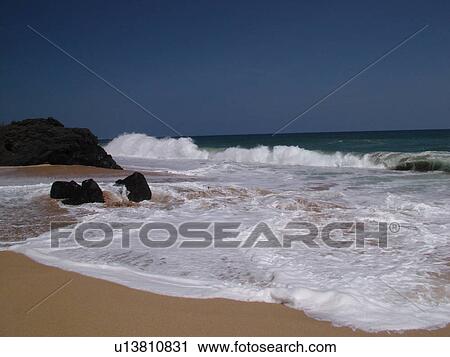 Stock Image -  Hanalei, Princeville, Kauai, HI, Hawaii, North Shore, Lumahai Beach. Fotosearch