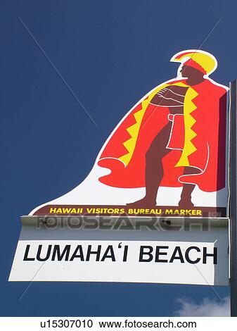 Stock Image -  Hanalei, Princeville, Kauai, HI, Hawaii, North Shore, Lumahai beach, marker, lookout. Fotosearch