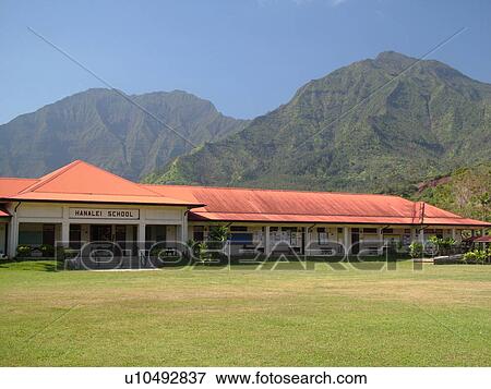 Stock Photo -  Hanalei, Princeville, Kauai, HI, Hawaii, North shore, Hanalei School . Fotosearch