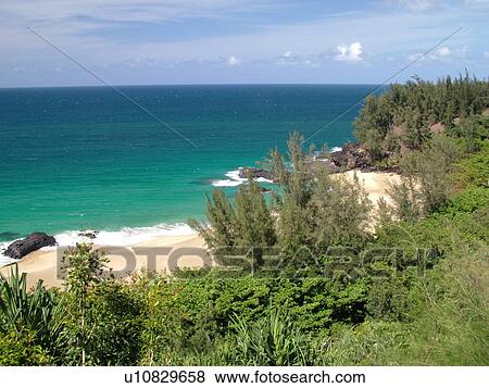 Stock Photo -  Hanalei, Princeville, Kauai, HI, Hawaii, North Shore, Lumahai Beach. Fotosearch