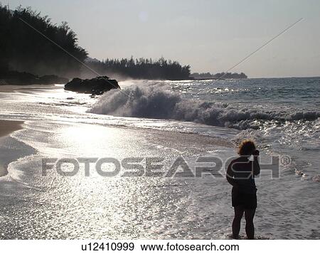 Hanalei, Princeville, Kauai, HI, Hawaii, North Shore, Lumahai Beach, woman taking video of waves View Large Photo Image Stock Photo - Hanalei, Princeville, Kauai, HI, Hawaii, North Shore, Lumahai Beach, woman taking video of waves. Fotosearch